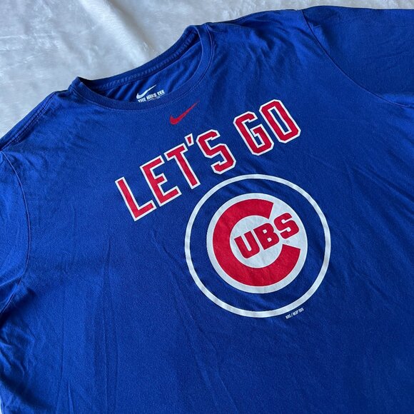 Chicago Cubs The Nike T-Shirt Mens XXL Royal Blue Lets Go Cubs - Picture 1 of 9